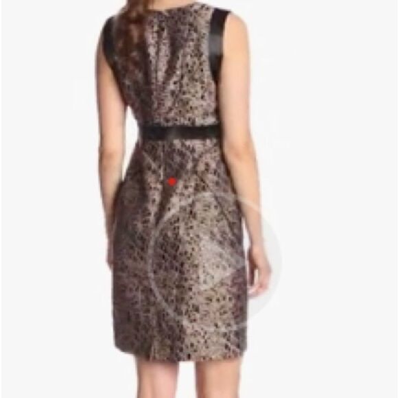 Jones New York Dress Women's Size 14 Taupe & Black Sleeveless Sheath - Picture 2 of 11